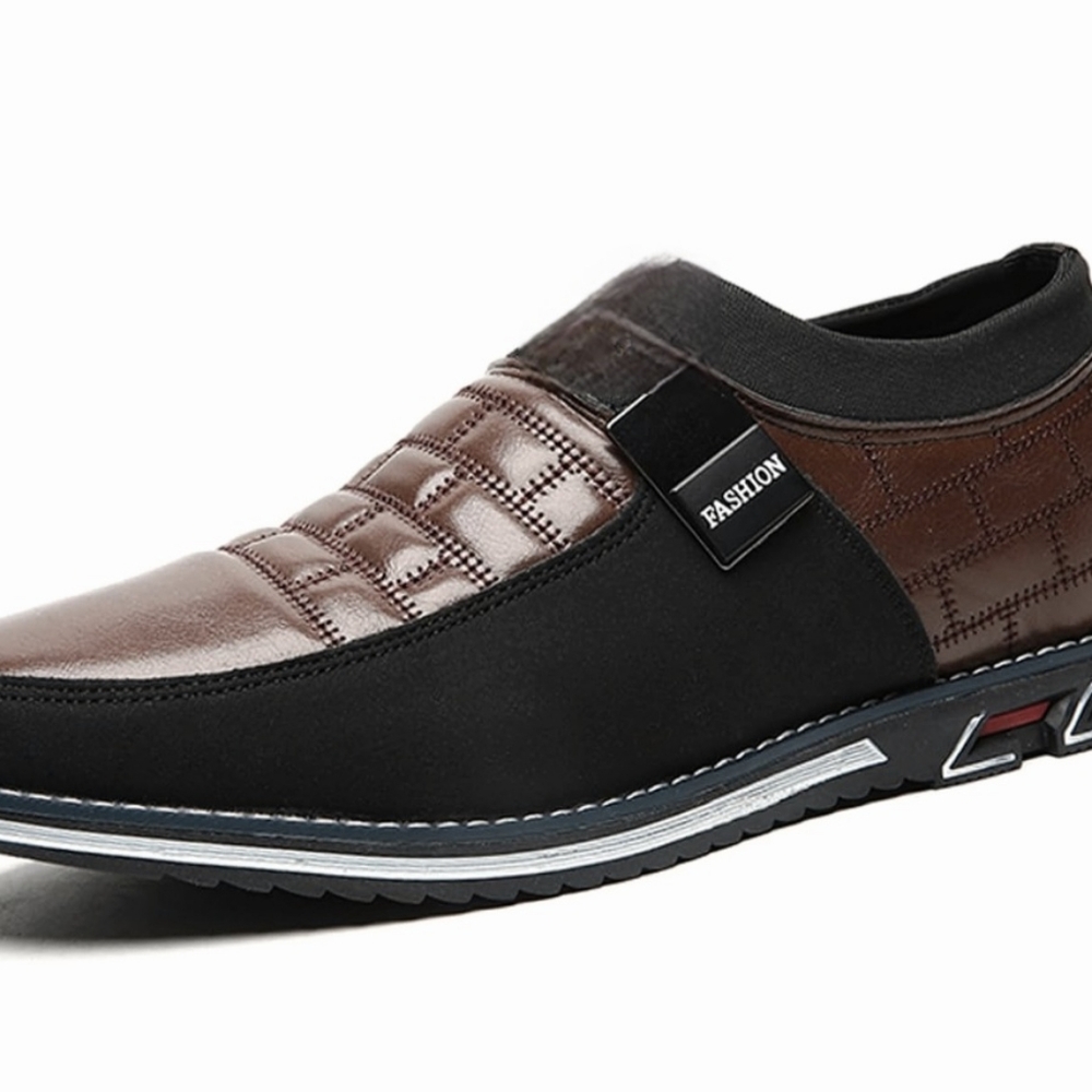Elegant Black and Brown Men's Slip-On Loafers